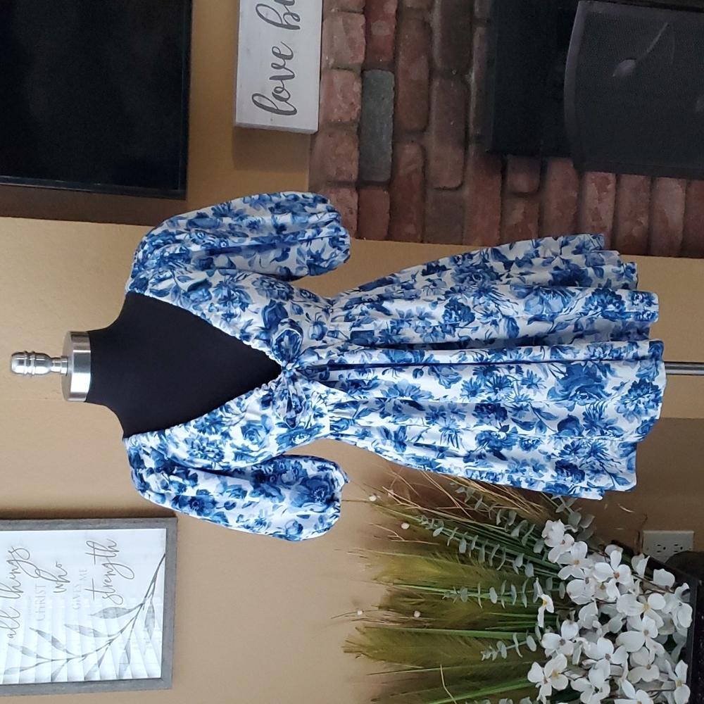 Abercrombie & Fitch Blue Floral Dress - Picture 3 of 16